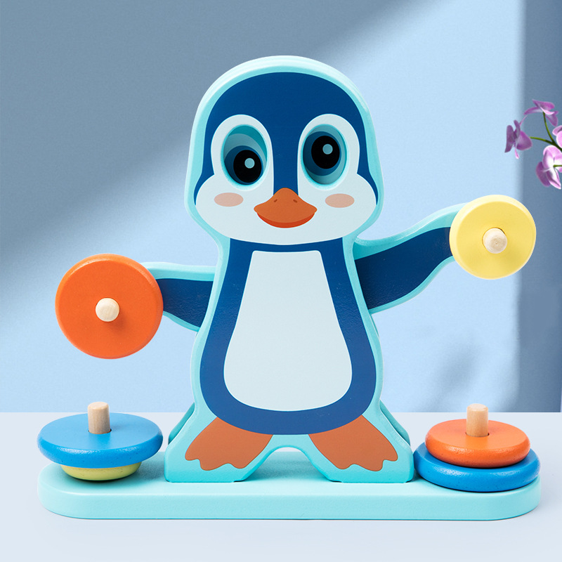 De madera de los niños diversión pingüino juego equilibrio bebé equilibrio percepción capacidad educación temprana iluminación juguetes creativos