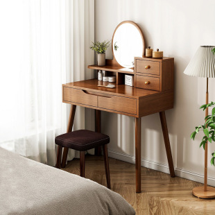 Dressing table small apartment bedroom simple modern storage integrated makeup table simple log style bedside makeup table