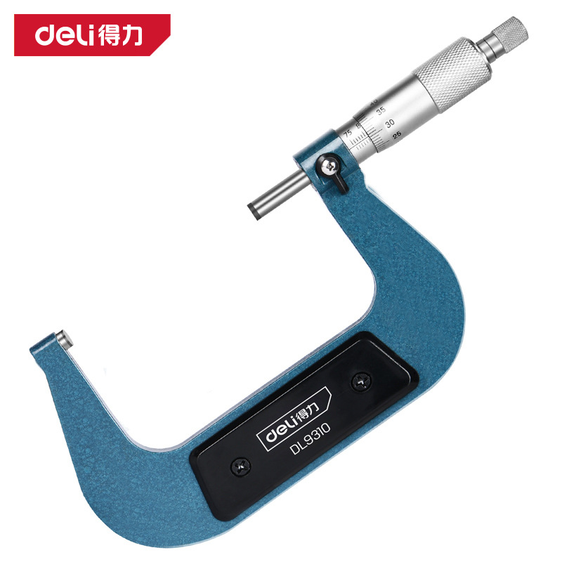 得力DL9310外径千分尺75-100mm 高精度数显机械测厚度尺校准