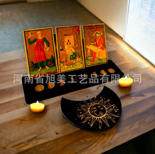 塔罗牌木质底座展示架月亮形底座展示架亚马逊塔罗牌女巫展示架