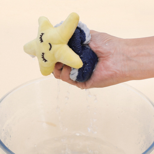 Coral velvet hand towel thickened hanging cartoon cute hand towel solid color absorbent gift soft hand towel