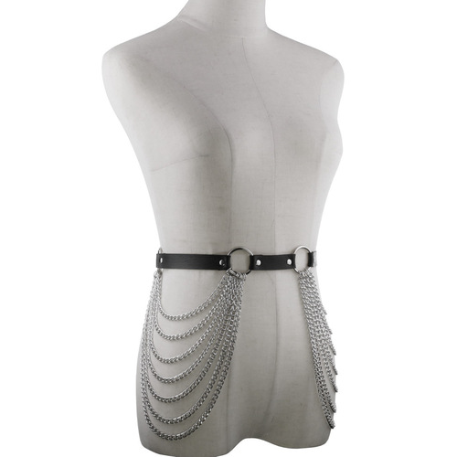 European and American punk gothic dark corset multi-layered tassel chain belt fashion sexy exaggerated waist chain belt belt