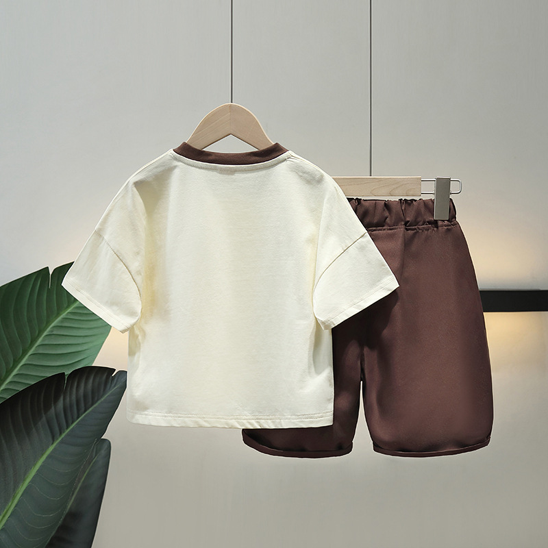 5226 Traje de estilo occidental de verano para niños 2025 nueva ropa delgada de bebé de celebridades de Internet de moda hermosa moda de manga corta para niños