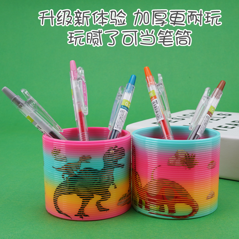 Tiktok mismo estilo mediano y gran anillo de arco iris de dinosaurio en línea popular anillo de Primavera de dibujos animados para niños anillo de arco iris de juguete al por mayor image 4