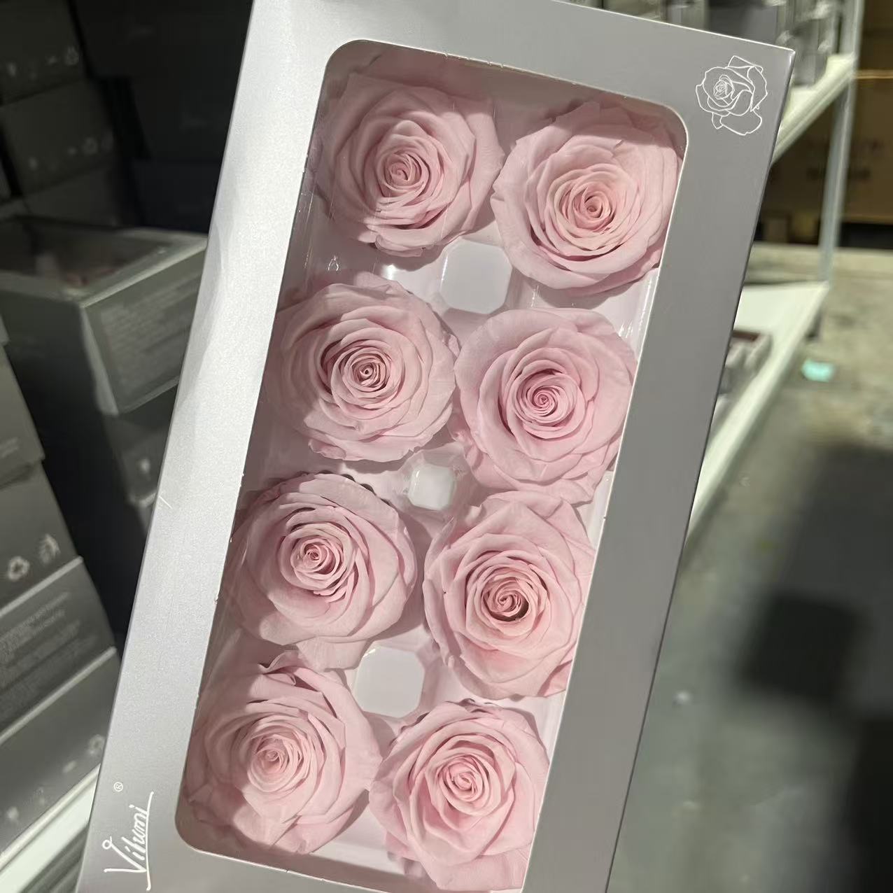 A+ rosa claro 4-5cm-8 flores/caja