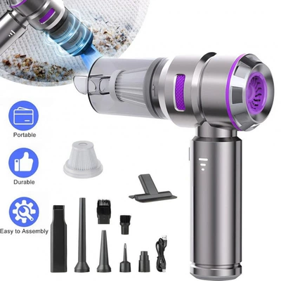 Car Vacuum Cleaner, Handheld Brushless: Tozsoranlar - 6659-english-packaging-silver-purple-short-dust-collection-bin