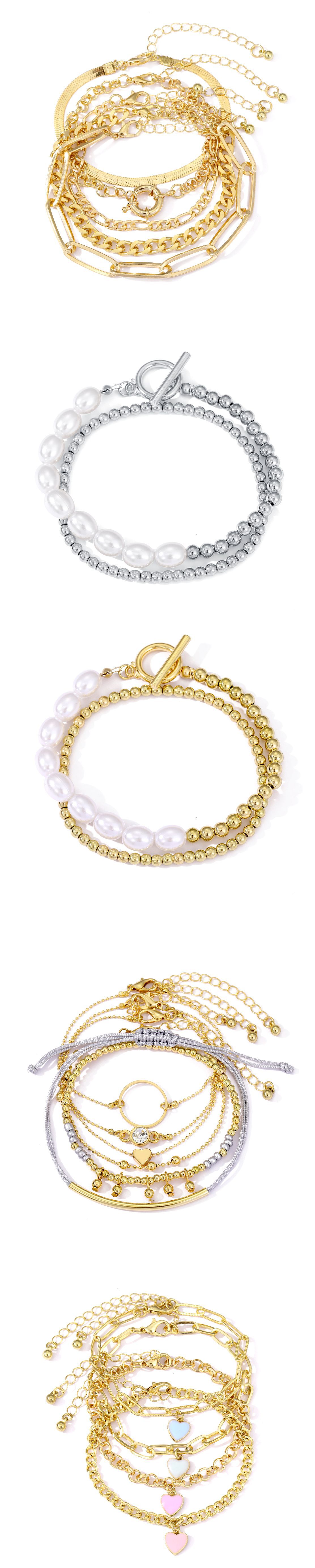 2PCS Thick Chain Personalized Mix and Match Open with Layered Fashion Set Bracelet_voghion.com