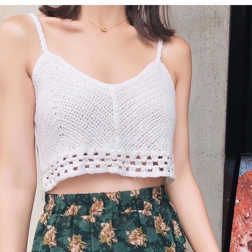 Bohemian fashion sexy small camisole embroidered hollow knitted short inner top for women