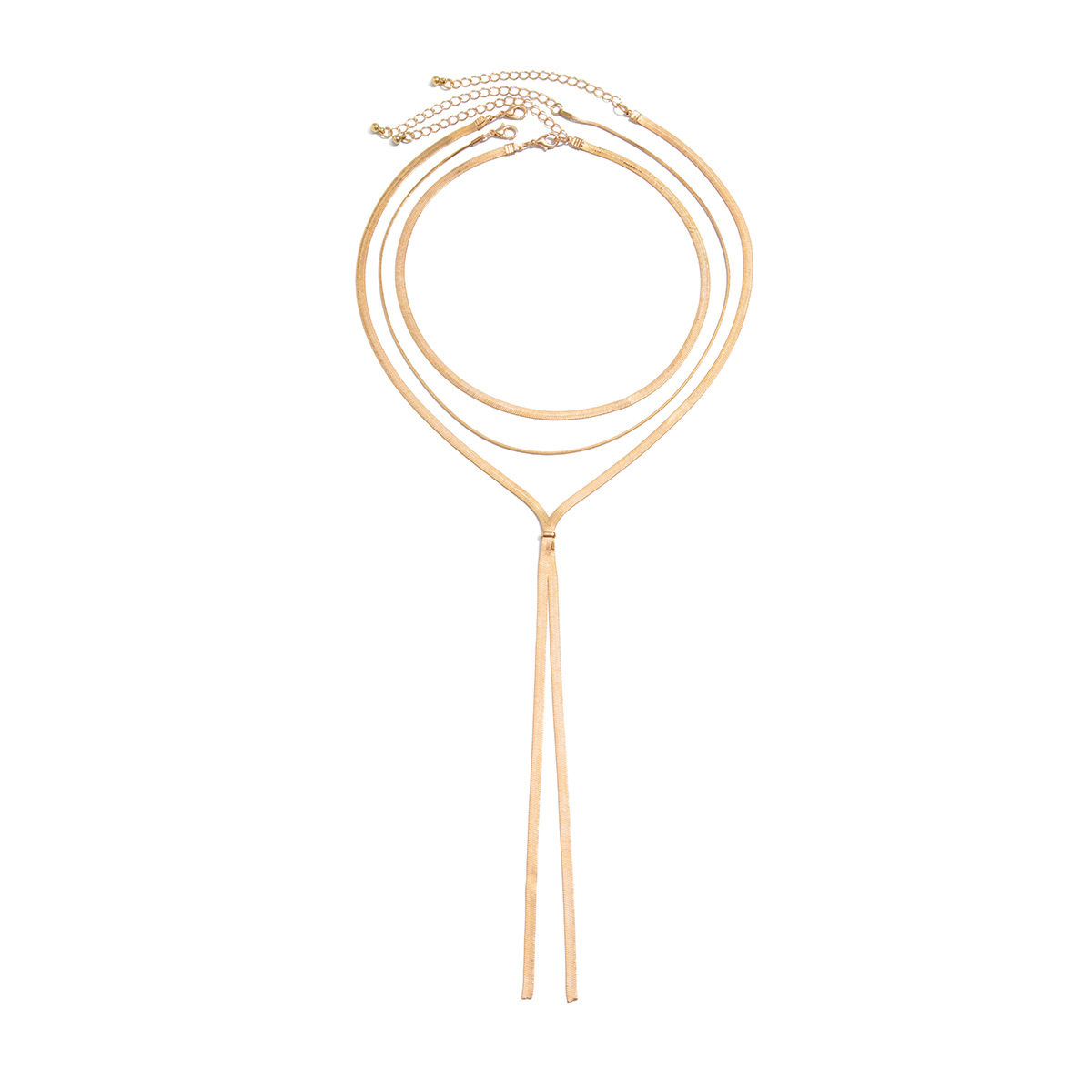 Minimalist Layered V-shaped Tassel Necklace For Women Snake Chain_voghion.com
