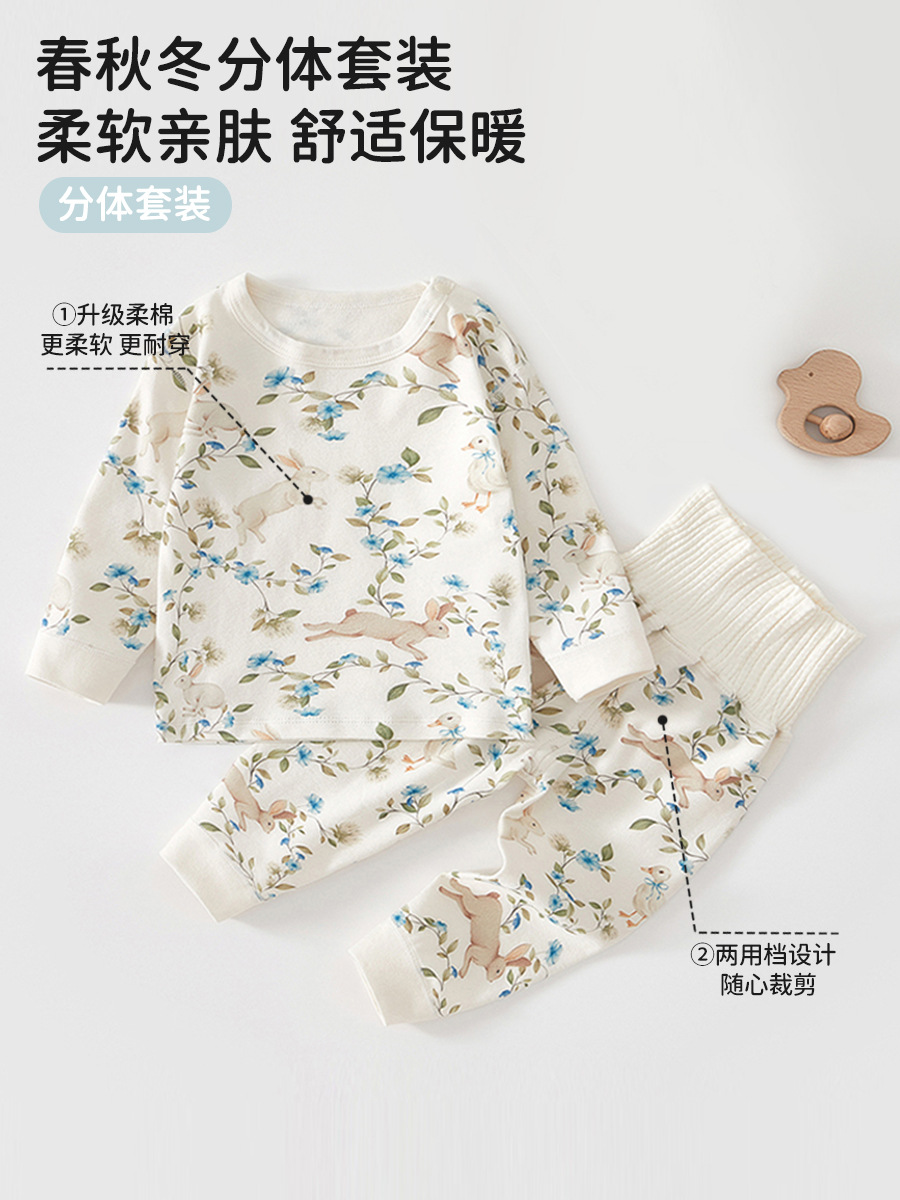 Ropa de otoño para bebés niñas A clase de ropa infantil impresa completa pijama de cintura alta ropa de otoño para niñas algodón conjunto de ropa de hogar