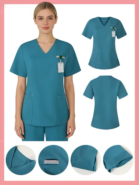 Medical Workwear, Solid Color Two-Piece Scrub Suits, Beauty Salon and Wellness Center Technician Uniforms, Factory Can Support Customization