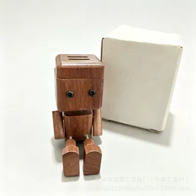 robot healing ornament, cute | Car ornaments - walnut-colored-wooden-figurine-without-fragrance
