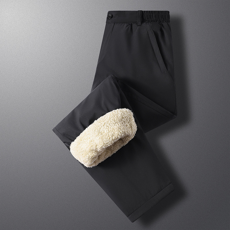 Pantalones de cordero de cachemire de cintura alta para hombres de invierno más espeso de lana de mediana edad hombres cintura elástica pantalones de algodón caliente al por mayor