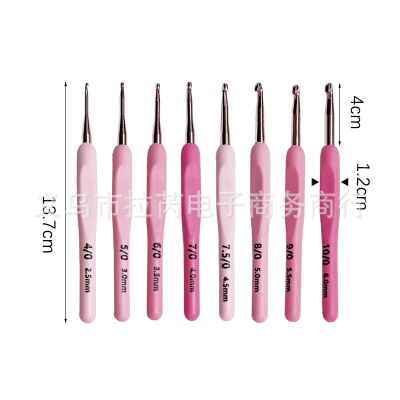 Herramientas de ganchillo rosado gradiente de ganchillo suéter de mano muñeca tejida bolsa de suéter aguja de lana aguja de ganchillo de mango suave