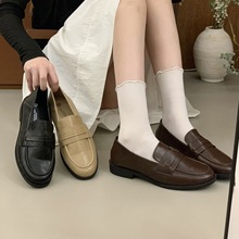 THEDOUDOU 复古百搭小皮鞋女英伦风2025韩版学生低跟时尚乐福单鞋