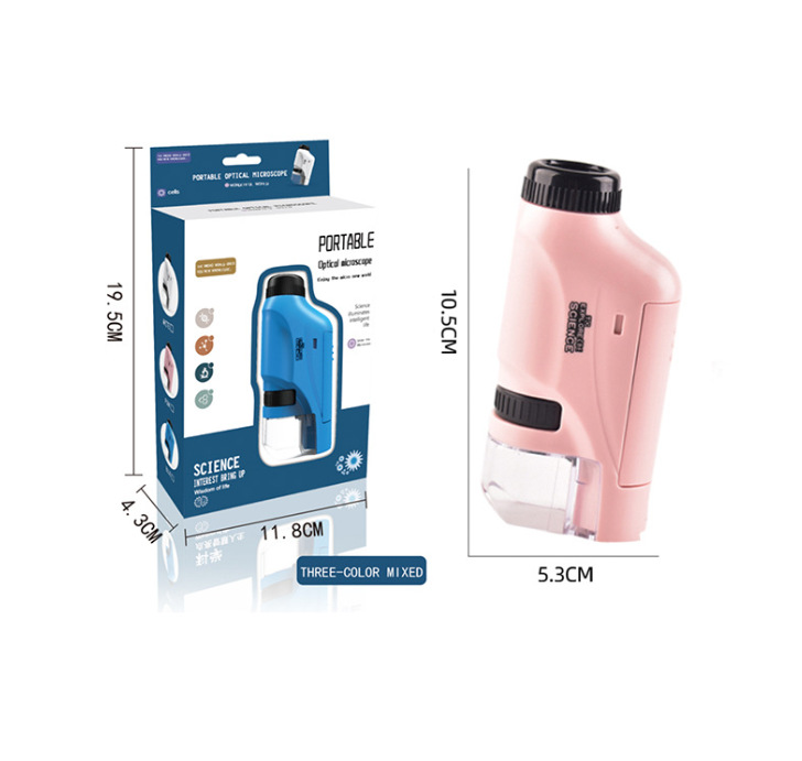 Microscopio portátil de mano para niños luz experimento de ciencia biológica niños Regalo De estudiante juguetes educativos