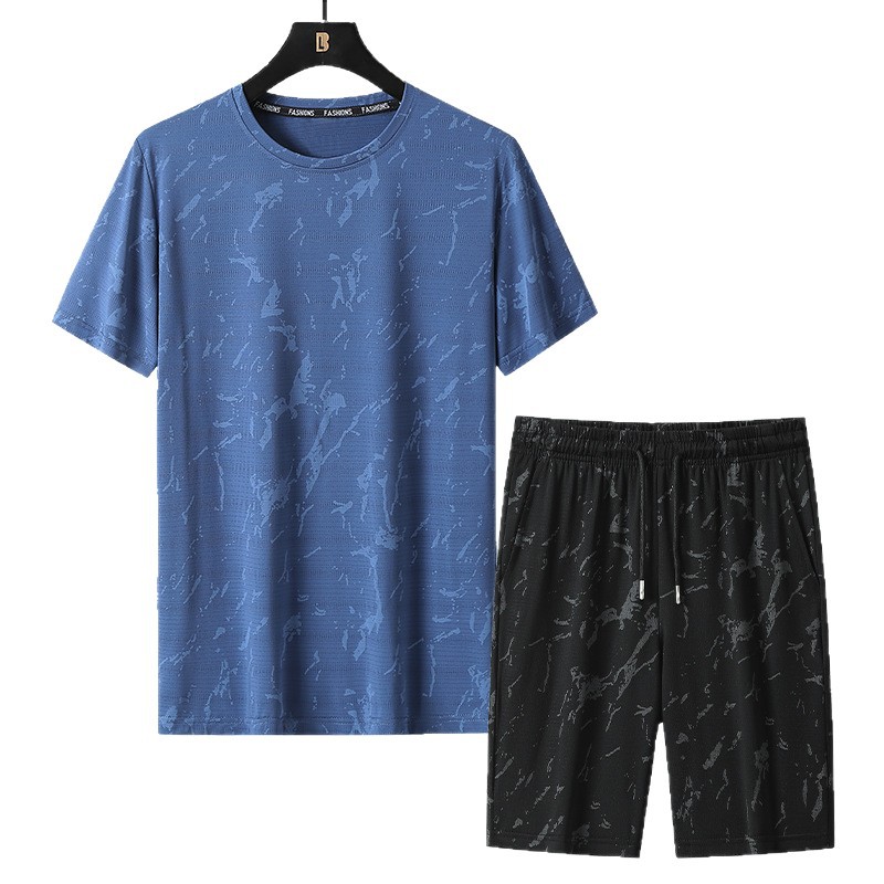 Cross-border M - 8XL traje casual grande hombre gordo traje de manga corta hombre de verano delgado pantalones cortos transpirables