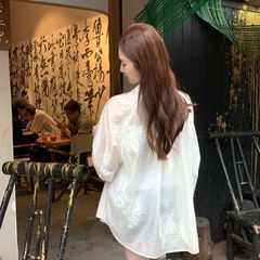 PATENA 新中国風の重い職人技刺繍カジュアルトップテンセルシャツ女性の夏の刺繍通気性シャツ