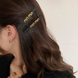 韩国磨砂高级感黑金发夹侧边小夹子头饰发卡刘海夹一字夹碎发夹卡