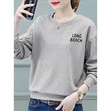 含棉圆领卫衣女春秋薄款2025新款ins潮韩版宽松百搭早秋上衣外套