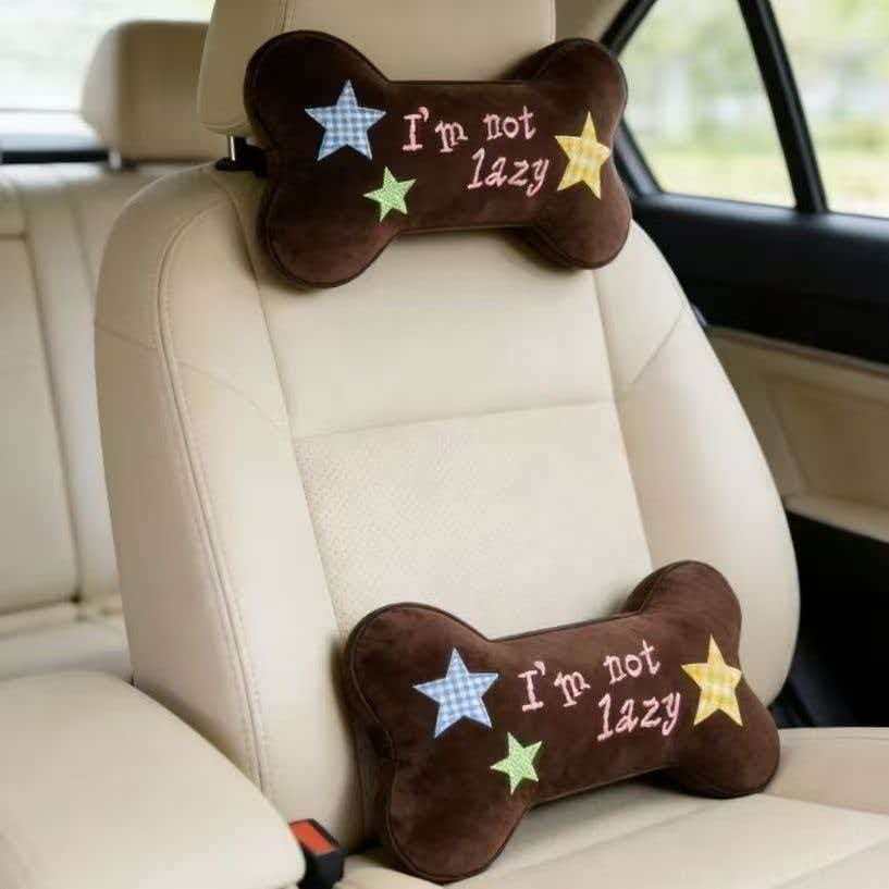 Car Headrest, Universal for All Seasons, West Highland Summer Ice Silk Breathable Neck Pillow, Plush Cushion for Car Use