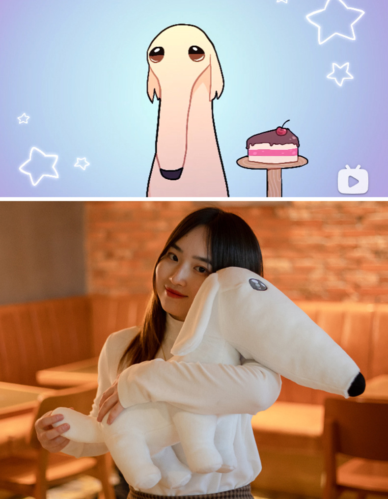 Long-nosed Dog Plush Toy - Size Comparison
