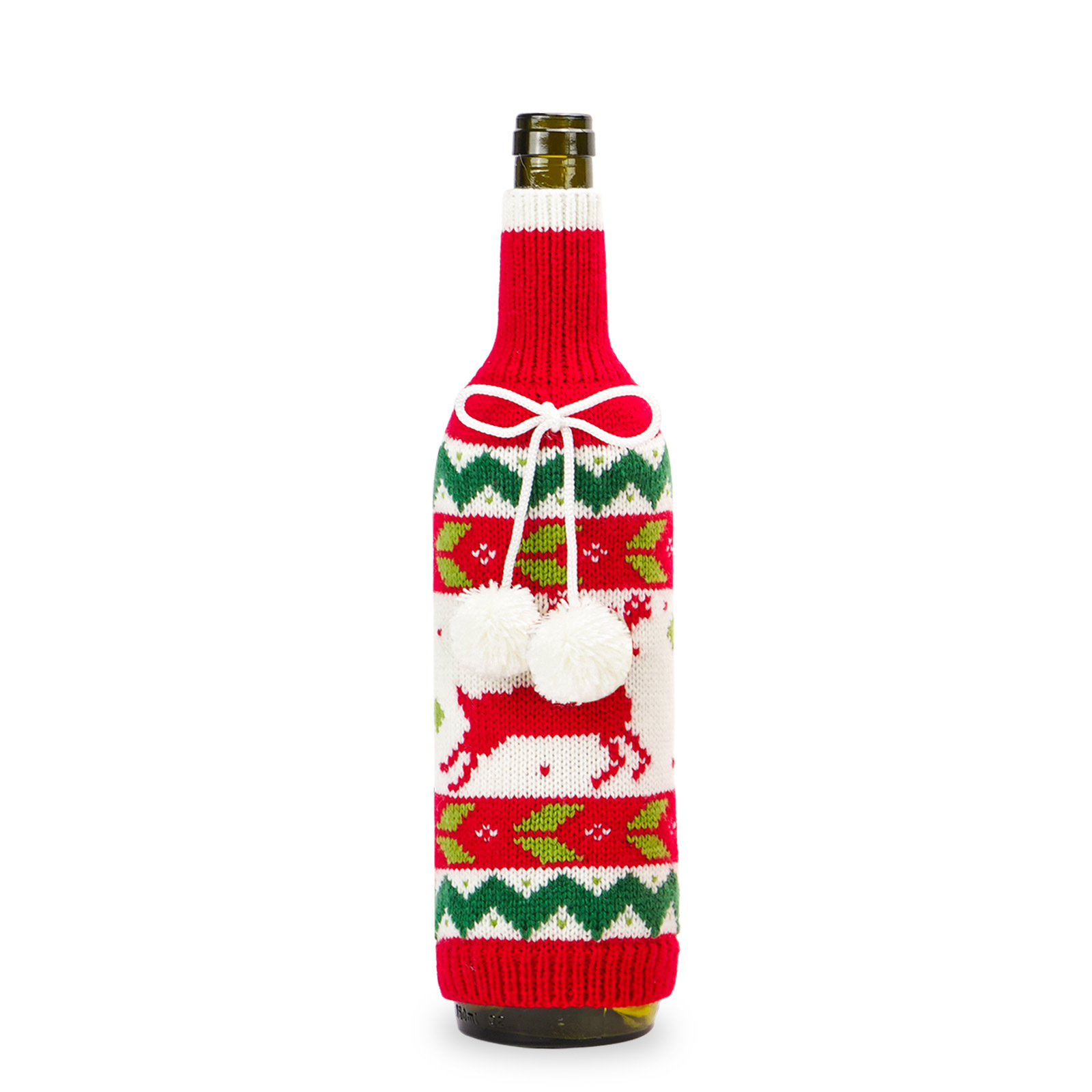 Cruzar la frontera nueva Navidad nuevo pompón de punto botella de vino creativo vino tinto champán botella cubierta restaurante atmósfera diseño