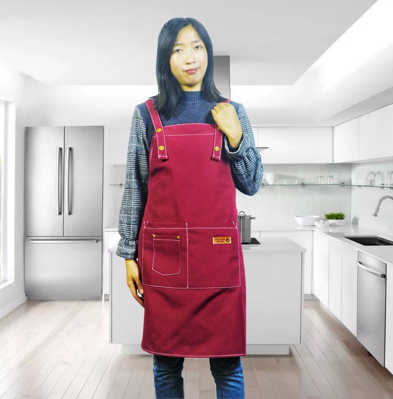 Venta al por mayor hogar cocina cintura impermeable algodón lienzo Comercio exterior transfronterizo Amazon impresión adulto coreano delantal