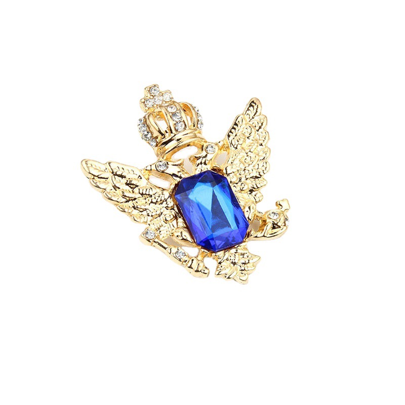 Broche unisexe en forme de couronne et d'ailes d'ange ornée de pierres précieuses - Accessoire de mode polyvalent pour châle ou col._voghion.com