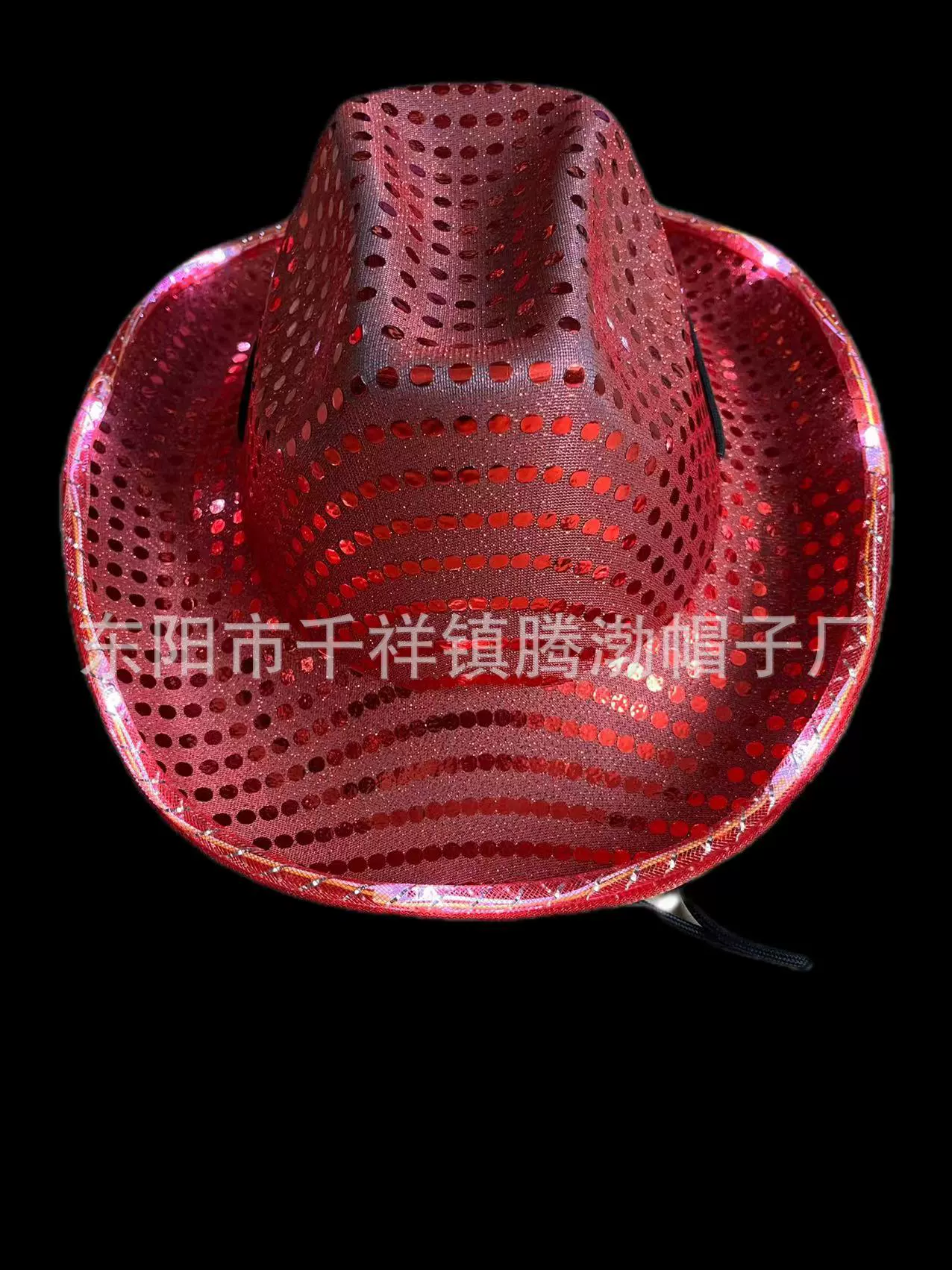 Factory direct LED sequins glowing western denim hat Halloween performance hat jazz hat colorful denim hat