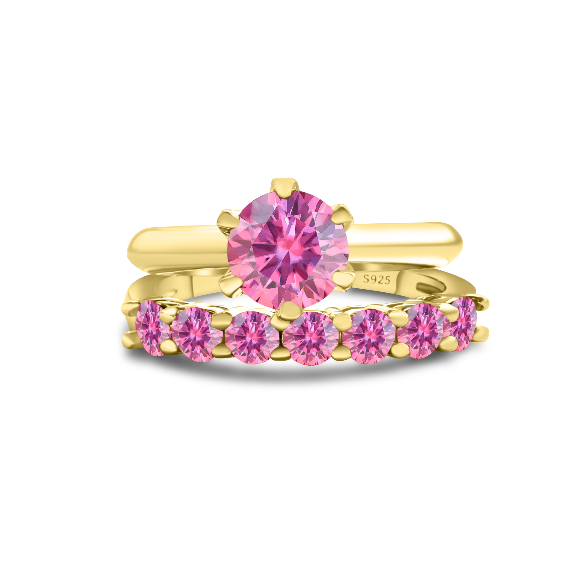 1.7CT anillo de piedra de moissanita oro S925 plata de moissanita conjunto con certificado GRA