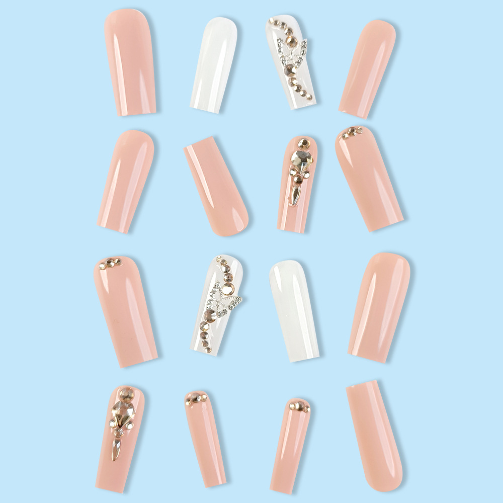 Uñas Postizas de Estilo Europeo y Americano, Color Champán Dorado con Lazo, Decoración de Uñas, Puntas de Uñas, Parches de Uñas Postizas de Venta Caliente para Exportación image 5