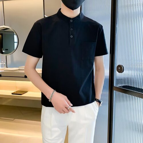 Men's Short Sleeve T-Shirt Summer Trend Brand Top Clothing Collar Polo Shirt Men's Half Sleeve Summer Wear