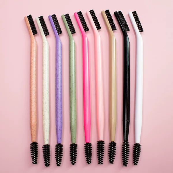 Waterproof Handy Gadget Suitable for Novices, Multi-Color Double-Ended Portable Ultra-Fine Bristle Spiral Head, Bendable Eyebrow Brush, Flat-Head Eyebrow Comb