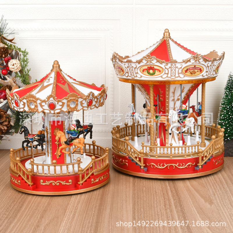 Nuevo carrossel luminoso caja de música caja de música regalos de Navidad decoraciones de Navidad regalos para niños
