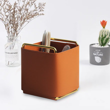 pu皮革收纳筐牛皮防水收纳盒客厅家用遥控器钥匙文具收纳筒笔筒