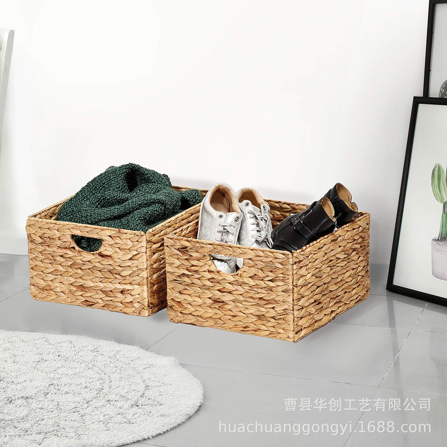 葫芦草编织篮收纳筐家用编织篮 置物筐收纳篮带把手无盖玄关编织