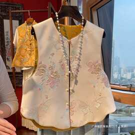品质保证减龄中年女真丝背心马夹秋冬新款中式外套双面穿马甲坎肩