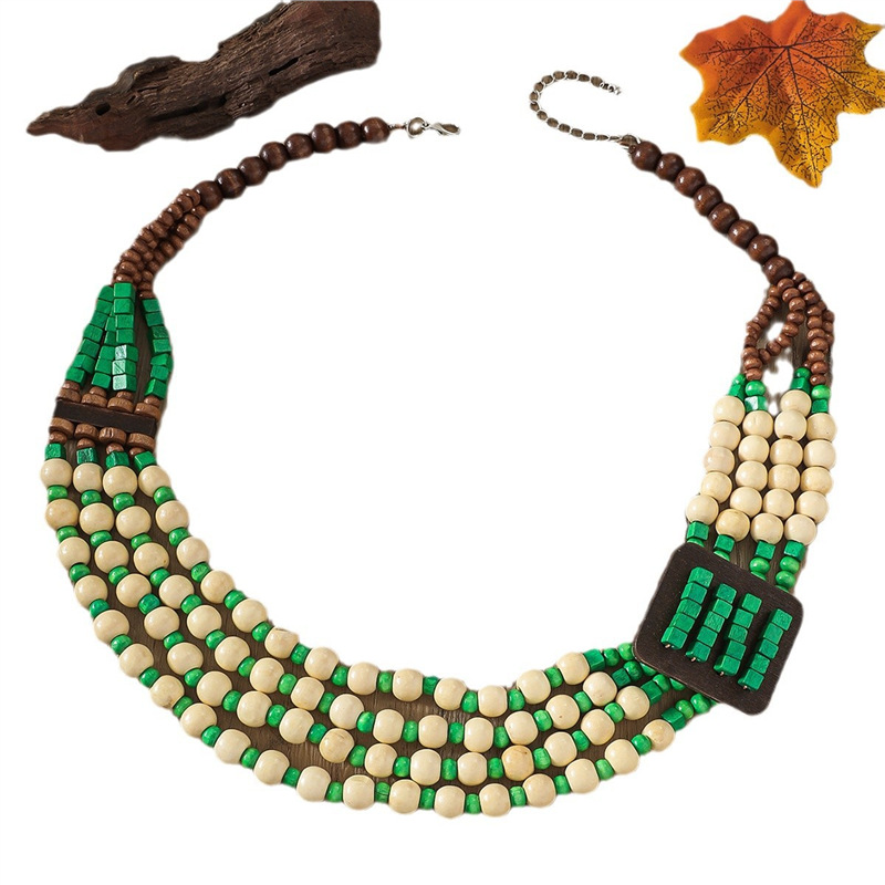 Bohemian Multi-layer Beaded Statement Necklace Ethnic Style_voghion.com