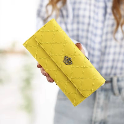 Длинный стеганый кошелек-клач, корейский стиль, многоцветный, 19.5×9.5×2.57 см