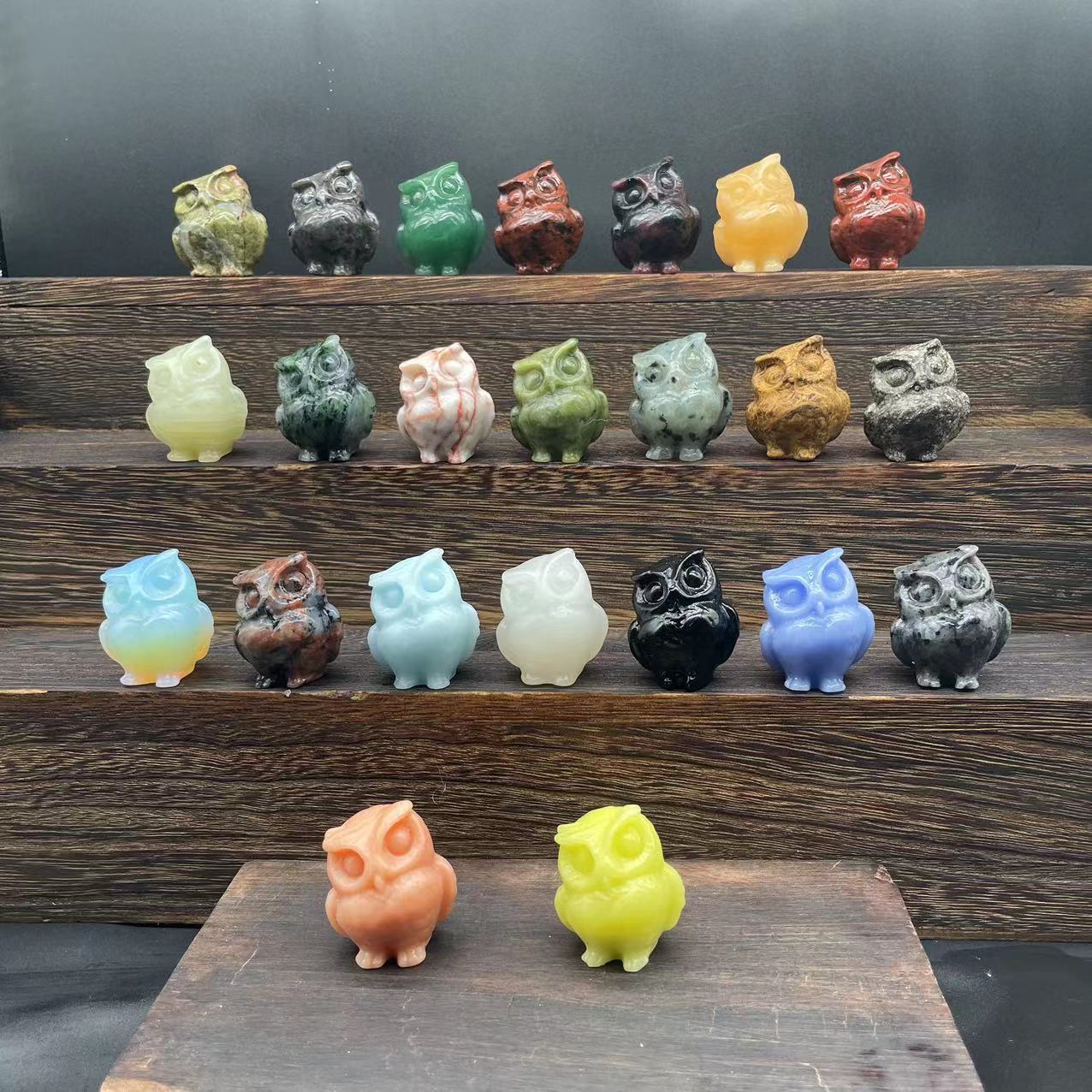 3.5cm natural stone owl, multiple materials available, large quantity discount
