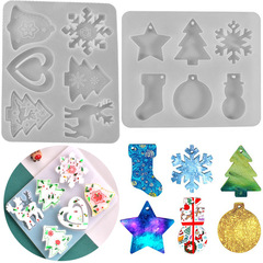 クリスマス6連アクセサリーペンダントキーホルダー樹脂シリコン金型滴ゴムdiyヘラジカクリスマスツリー看板置物