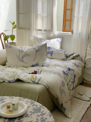 [Alice] Spring and summer cotton cute forest style rabbit bed four-piece set for girls small fresh quilt cover