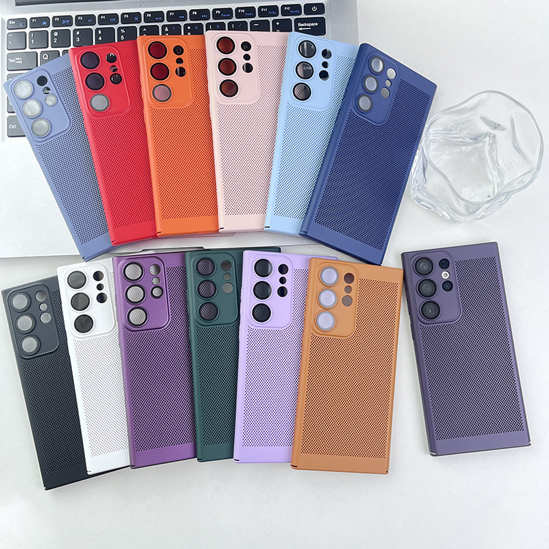 Samsung S25Ultra heat dissipation breathable mobile phone mesh shell s24plus protective mirror S23 fine hole S22 anti-drop protective cover Samsung S25Ultra heat dissipation breathable mobile phone mesh shell s24plus protective mirror S23 fine hole S22 anti-drop protective cover