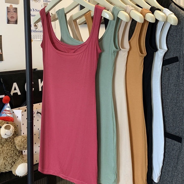 2025 nuevo estilo sexy camisola falda chaleco mujer con almohadilla para el pecho de una pieza con sujetador camisón sexy chica caliente top
