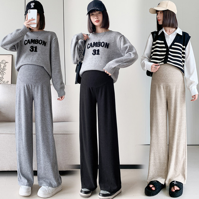 Pregnant Women's Pants Spring Outer Wear Pregnant Belly Wide Leg Pants Spring Cashmere Towel Pants Fashion Loose Casual Pants