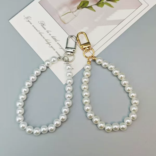 DIY Imitation Pearl Chain Bag Accessories Jewelry Phone Keychain Pendant Car Ins-Style Geometric Pendant