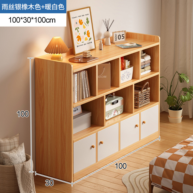 Estante de cosméticos de estilo crema, gabinete de rejilla de piso a techo lateral de mesa, gabinete de ocho compartillas, gabinete de almacenamiento de perfumes para productos para el cuidado de la piel