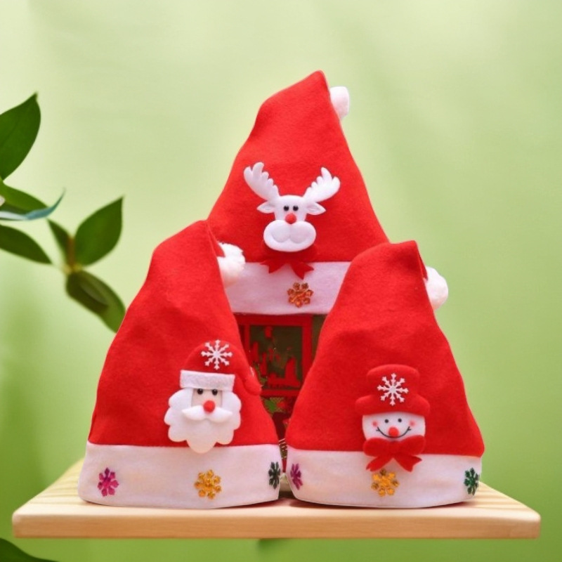 Nueva decoración de Navidad pequeño regalo LED luminoso sombrero de Navidad no tejido de felpa para niños sombrero de Navidad adulto