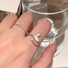 夏のジルコンの魚の尾の口の指輪の女性の大衆の設計は軽くて豪華で高級な感の素の輪の食べ物の指の指輪は精巧で独特です。